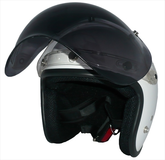 ZK-380 スモールジェット(パールホワイト)+ダークスモーク+フリップ 3點(diǎn)セット SG公認(rèn) サイズ調(diào)整S~L可能 盜難防止金屬リング