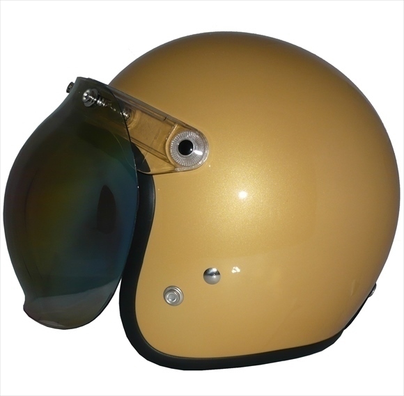 ZK-380 スモールジェット(ゴールド)+レインボーバブル+フリップ 3點セット SG公認(rèn) 全排気量可 サイズ調(diào)整S~L可能 盜難防止金屬リング