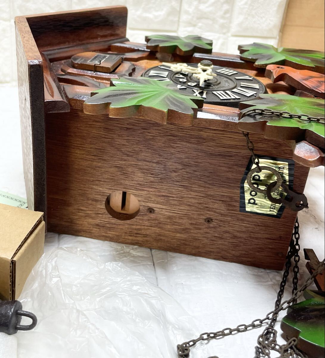 未使用 ??？ TEZUKA 機械式 木制 ハト時計 Poppo #32 日本制/壁掛け 振り子時計 鳩 はと お寶 コレクション コレクター B19