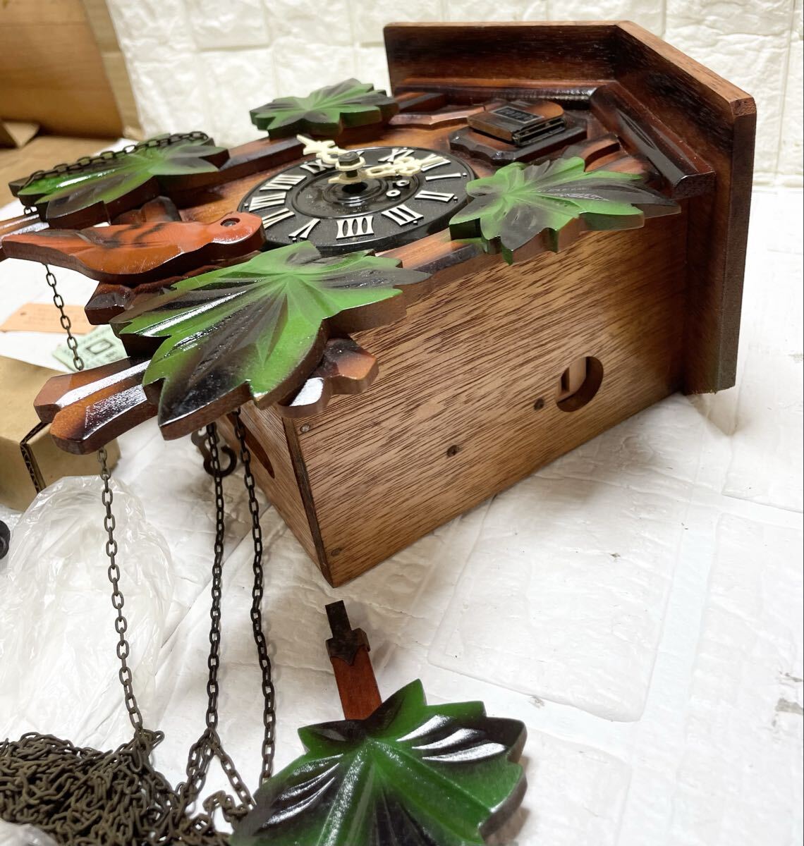 未使用 ??？ TEZUKA 機械式 木制 ハト時計 Poppo #32 日本制/壁掛け 振り子時計 鳩 はと お寶 コレクション コレクター B19