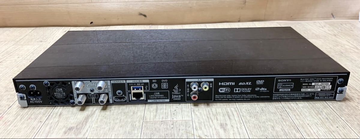 SONY ソニー BDZ-ZW1000 ブルーレイレコーダー 2番組同時(shí)録畫 リモコン B-CASカード アダプター 付き Z35
