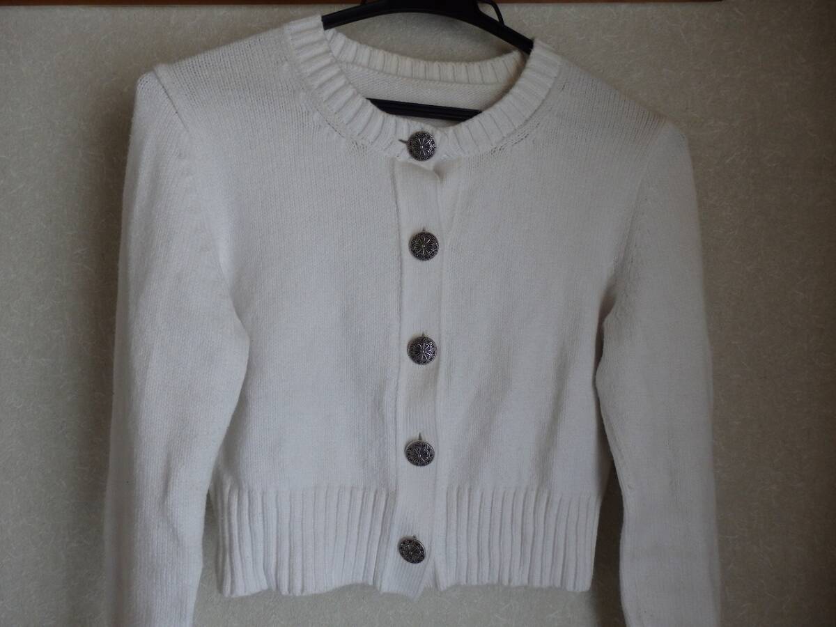 フォクシー FOXEY ホワイトカーディガン 38サイズ 綿86％×ポリ14％ 中古美品 DAISY LIN レディス ニットカーディガン 激安！　日本制 