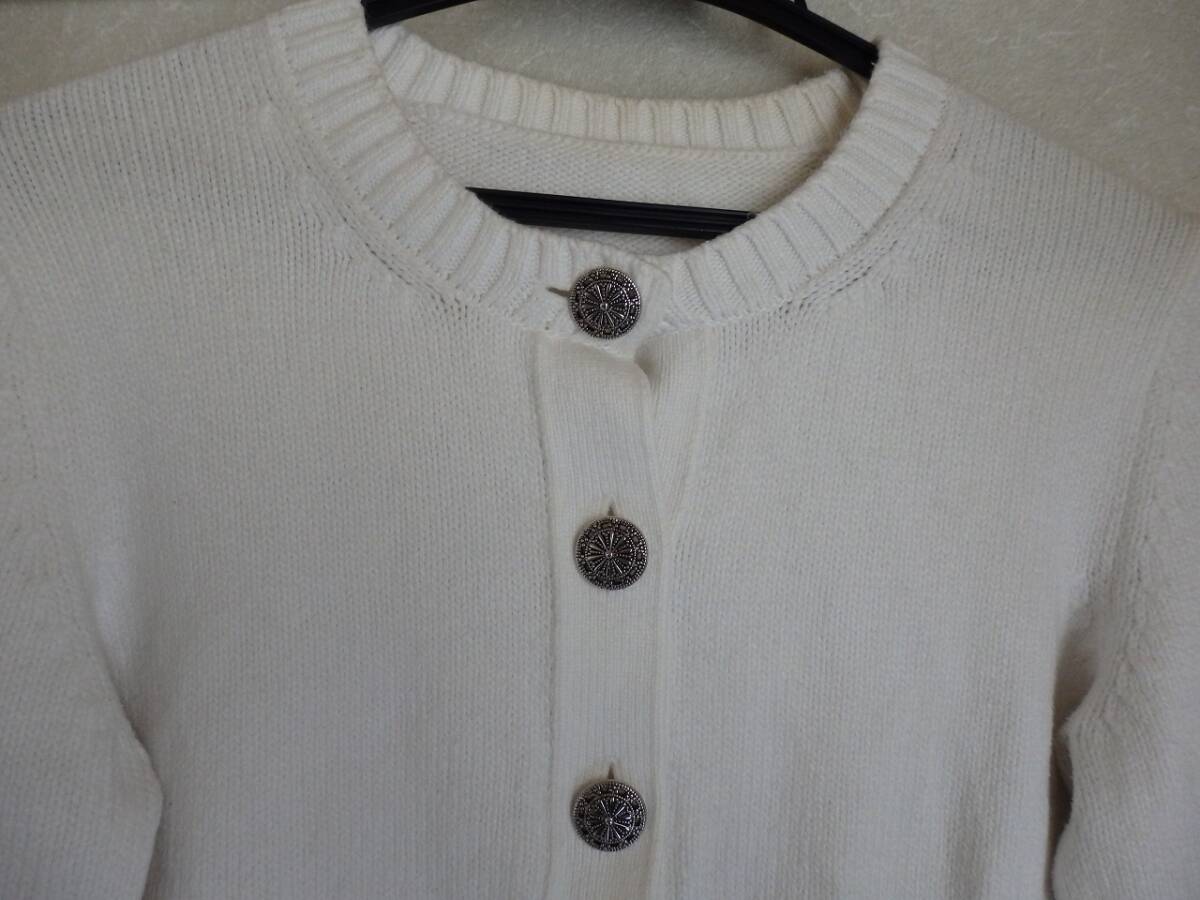 フォクシー FOXEY ホワイトカーディガン 38サイズ 綿86％×ポリ14％ 中古美品 DAISY LIN レディス ニットカーディガン 激安！　日本制 