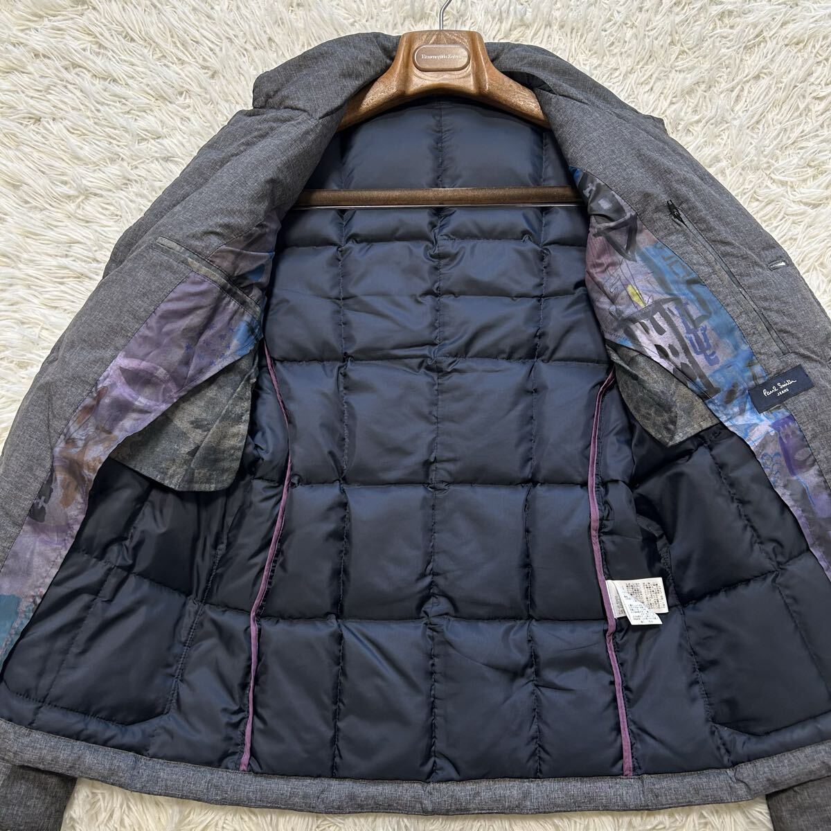 極上ダウン80%!!!ポールスミス【最高級の逸品】Paul Smith jeans ダウンジャケット　テーラードジャケット　キルティング　肉厚　グレー