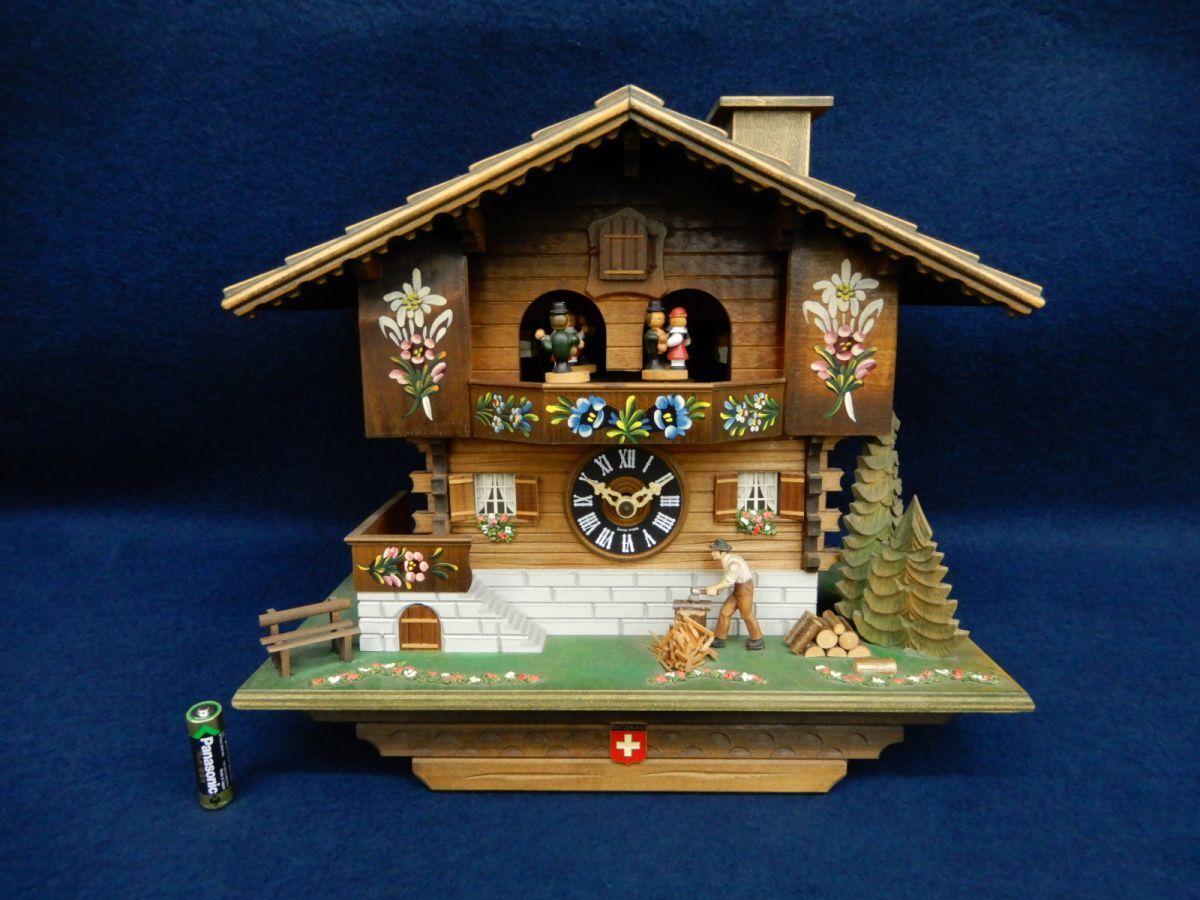 ★★古い鳩時計 SWISS MADE オルゴール付★ログハウス/スイス制/ジャンク品/消費稅0円
