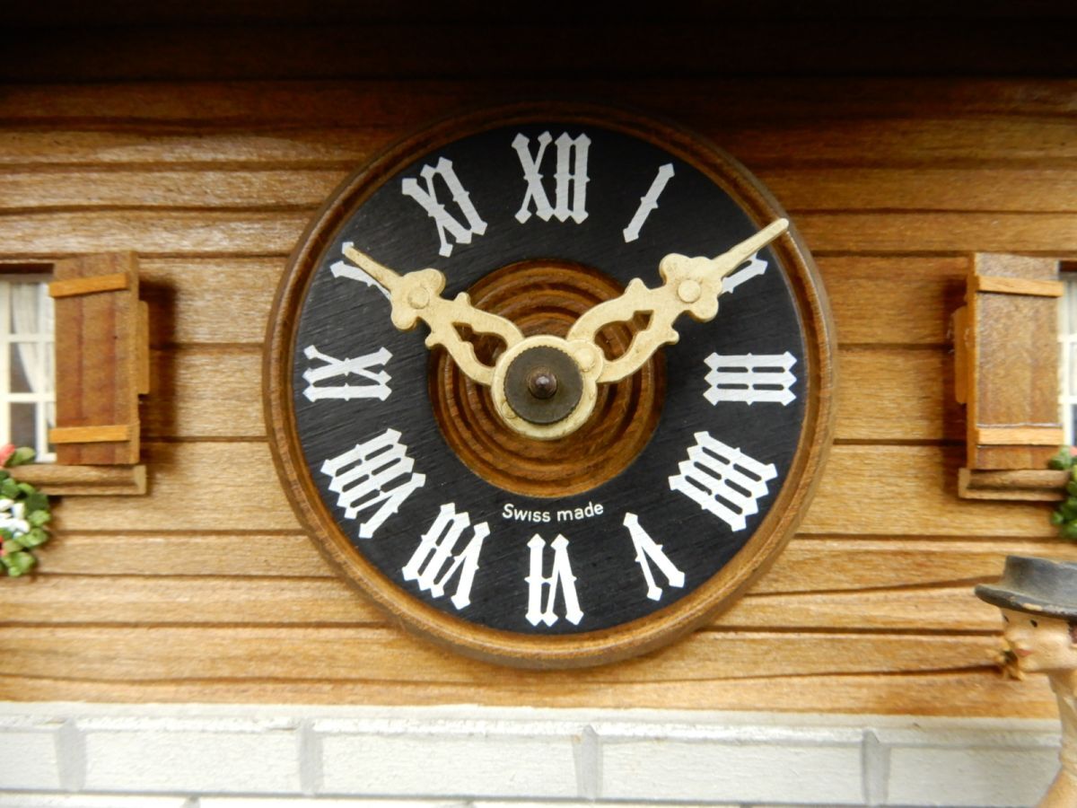 ★★古い鳩時計 SWISS MADE オルゴール付★ログハウス/スイス制/ジャンク品/消費稅0円