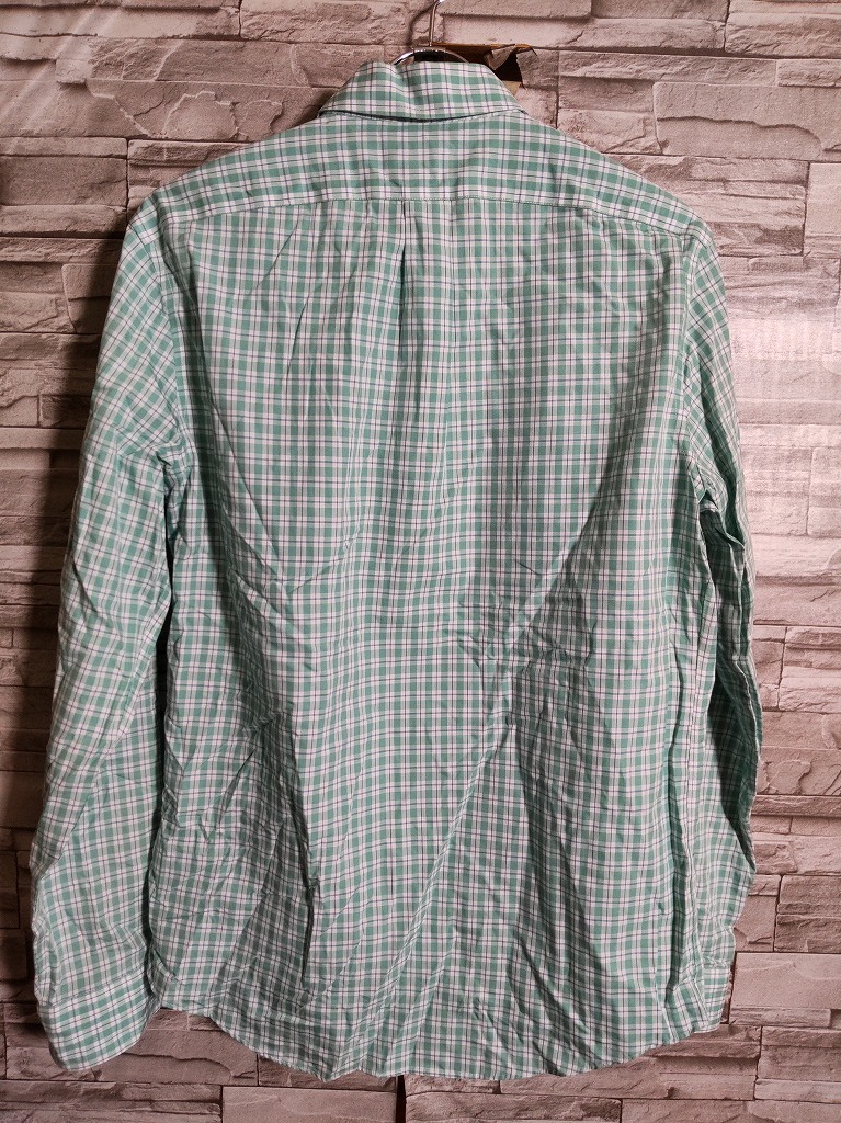 men's J343 L.L.Bean　エルエルビーン チェック柄 長袖 シャツ S グリーン系 ネコポス発送可_画像3