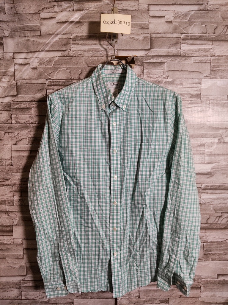 men's J343 L.L.Bean　エルエルビーン チェック柄 長袖 シャツ S グリーン系 ネコポス発送可_画像2