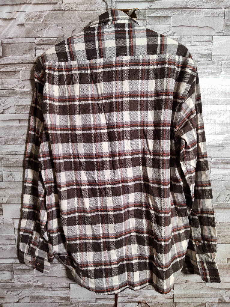 men's J351 未使用品 Hush Puppies ハッシュパピー チェック柄 長袖 ネルシャツ LL ブラウン系 _画像3