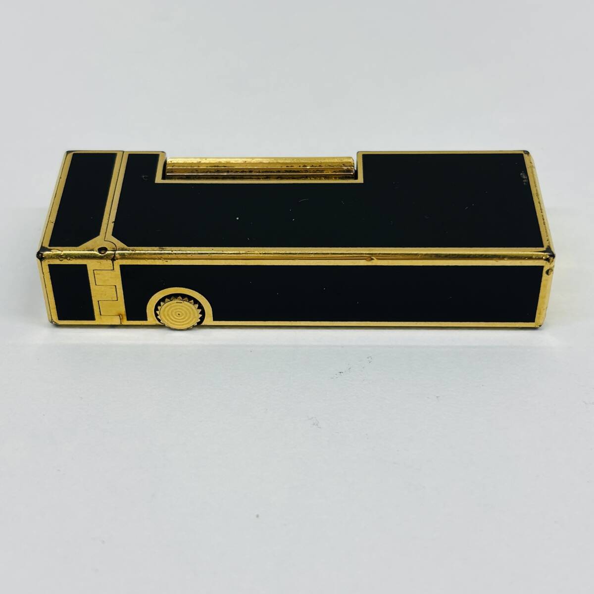 ▲【dunhill/ダンヒル】ガスライター ローラー式 ブラック×ゴールドカラー GP 火花確認済み 喫煙具★3762
