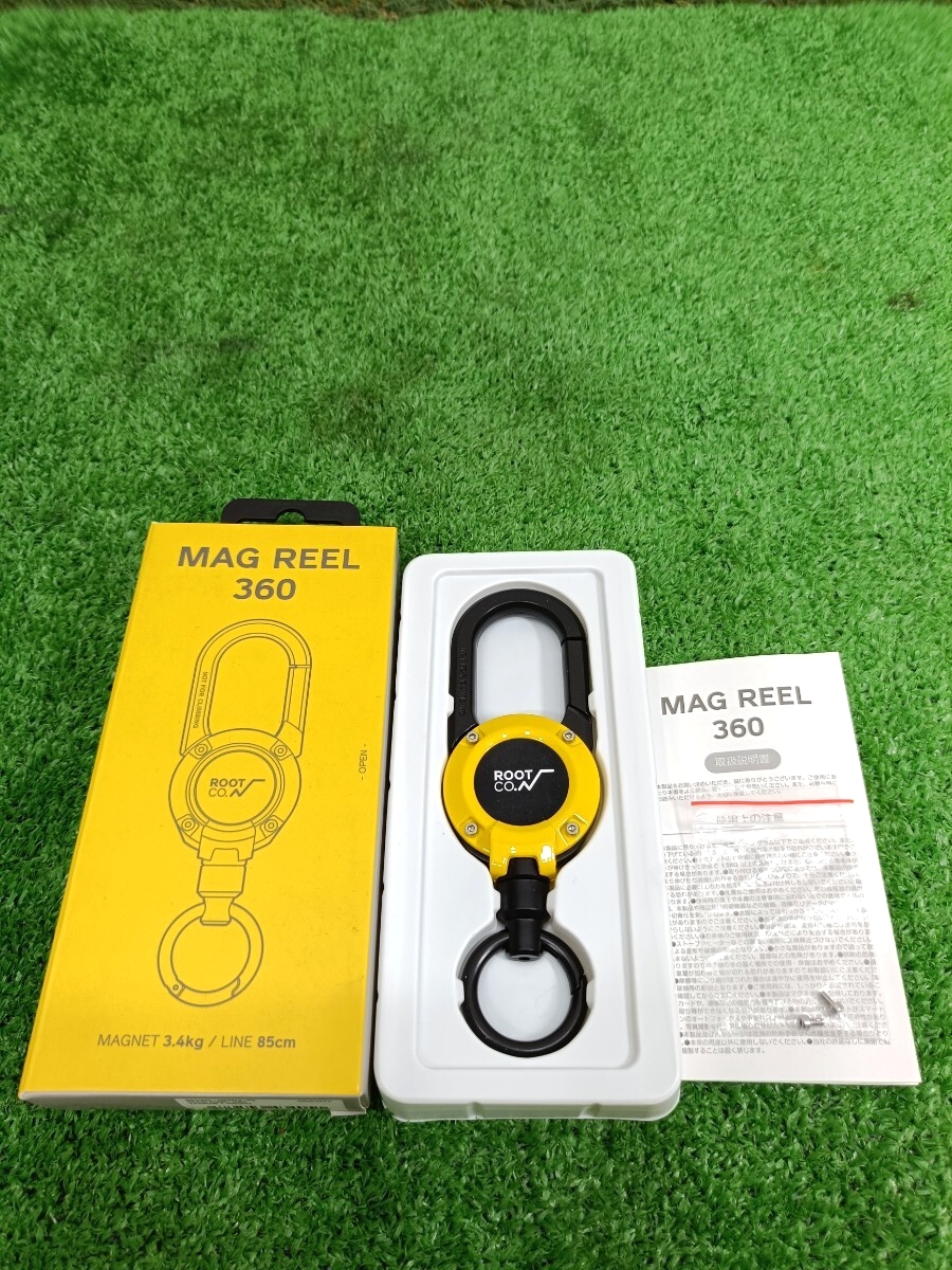 ブラック マグネット内蔵カラビナリール GRAVITY MAGREEL 360 YELLOW 領収書4448_画像1