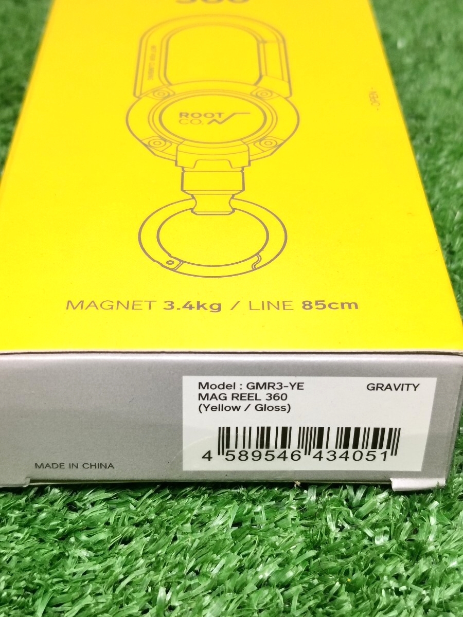 ブラック マグネット内蔵カラビナリール GRAVITY MAGREEL 360 YELLOW 領収書4448_画像3