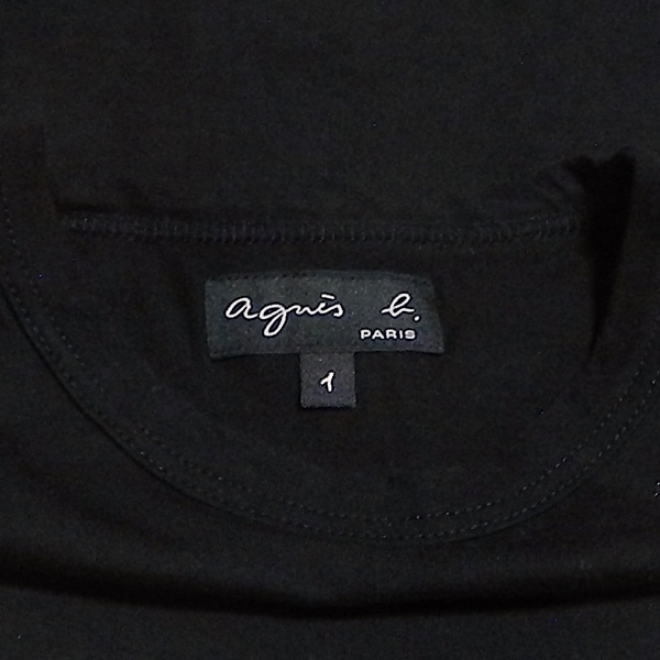 agnes b. PARIS アニエスベー パリス 日本製 スリムフィット 星 ワンスター 半袖 Tシャツ カットソー 黒 小さめ 1 / S 美品_画像4