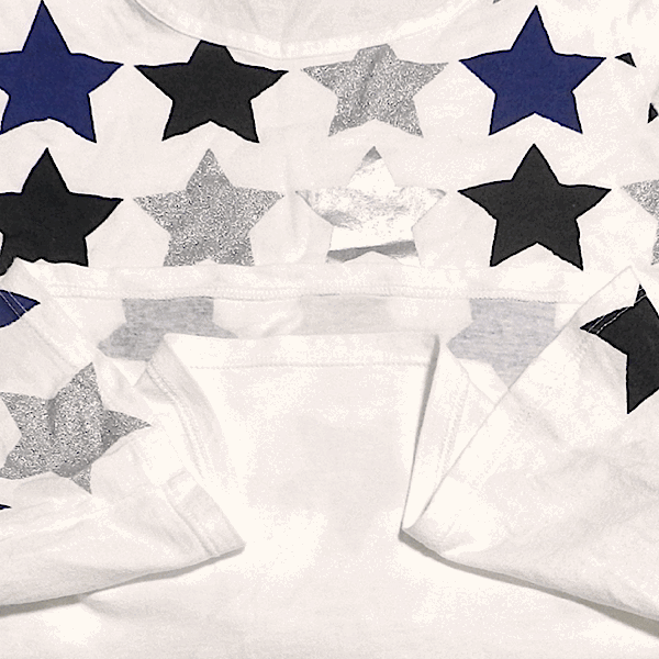 To b. by agnes b. アニエスベー 星 総柄 スター スリムフィット 半袖 Tシャツ カットソー 白 / 紺 / シルバー ラメ フリーサイズ S 〜 M_画像6