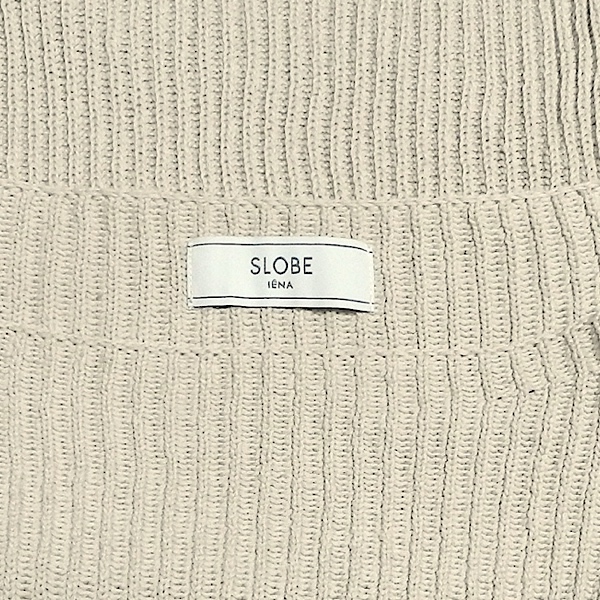 新品 スローブ イエナ 幅広 ゆったり ストライプ バルキーニット コットンニット セーター ベージュ F 大きめ ビッグサイズ L 〜 XL 未使用_画像4