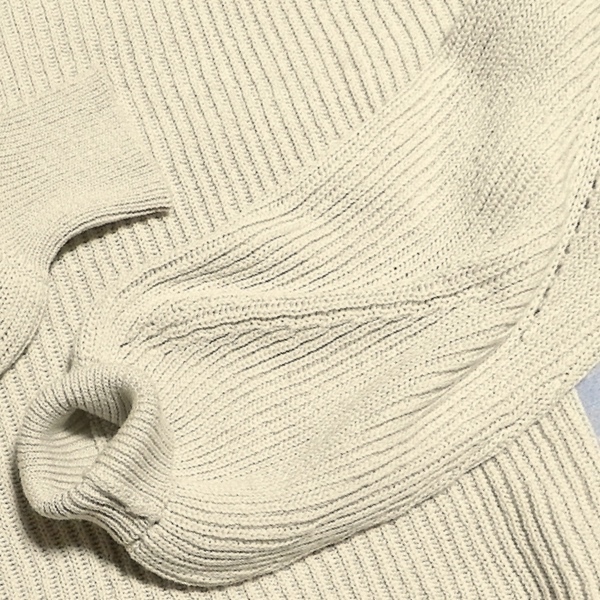 新品 スローブ イエナ 幅広 ゆったり ストライプ バルキーニット コットンニット セーター ベージュ F 大きめ ビッグサイズ L 〜 XL 未使用_画像7