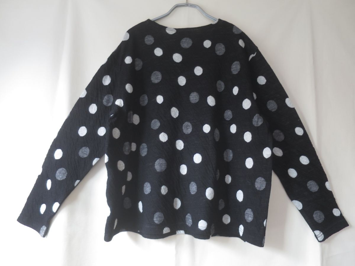 未使用タグ付　ティアラMB しわ加工　ウール混　黒ドットカットソー_画像5
