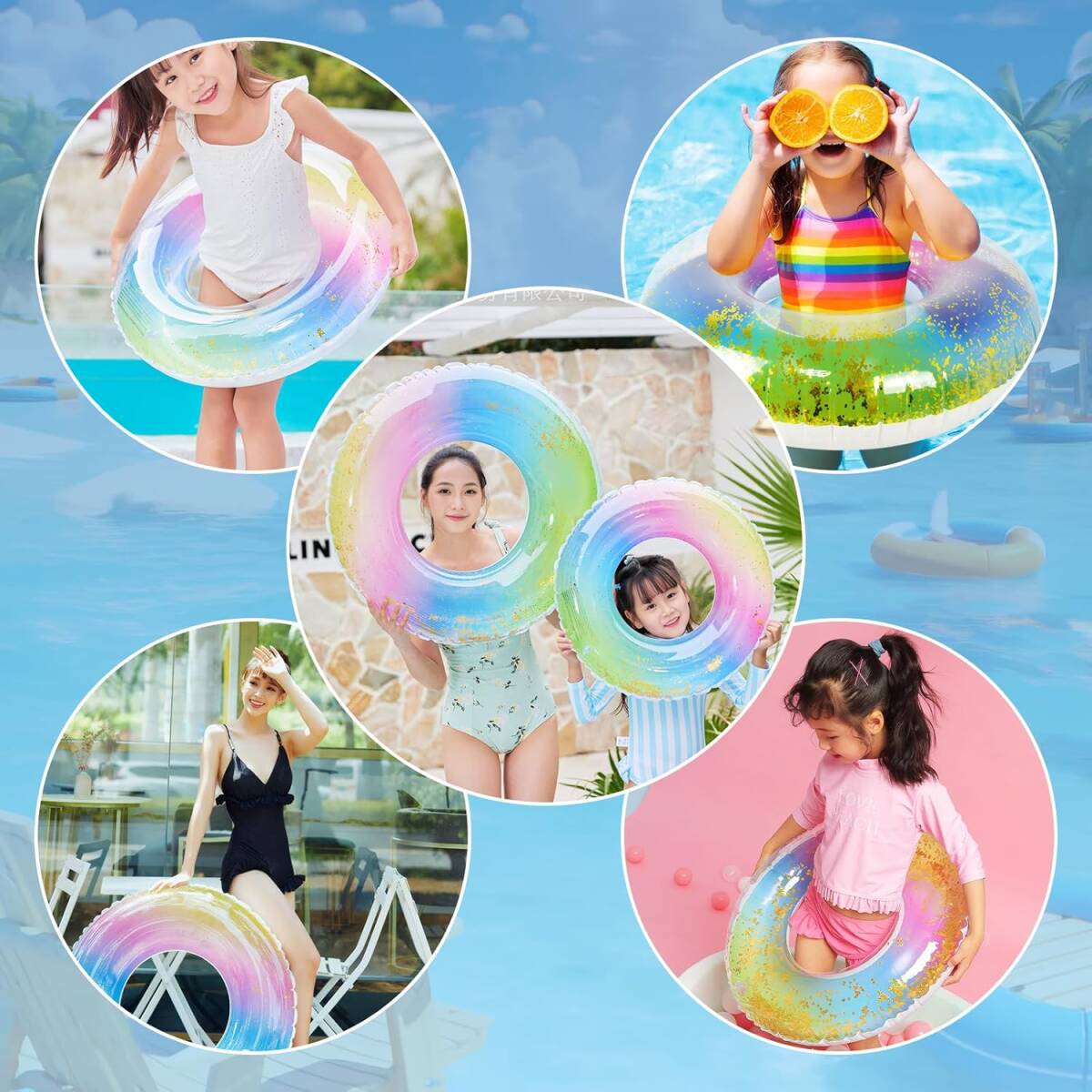 浮き輪 大人用 浮輪 子供用 うきわ フロート O型 プール スイミング 水遊び キラキラ 可愛い 厚手 男女兼用 直径90cm_画像6