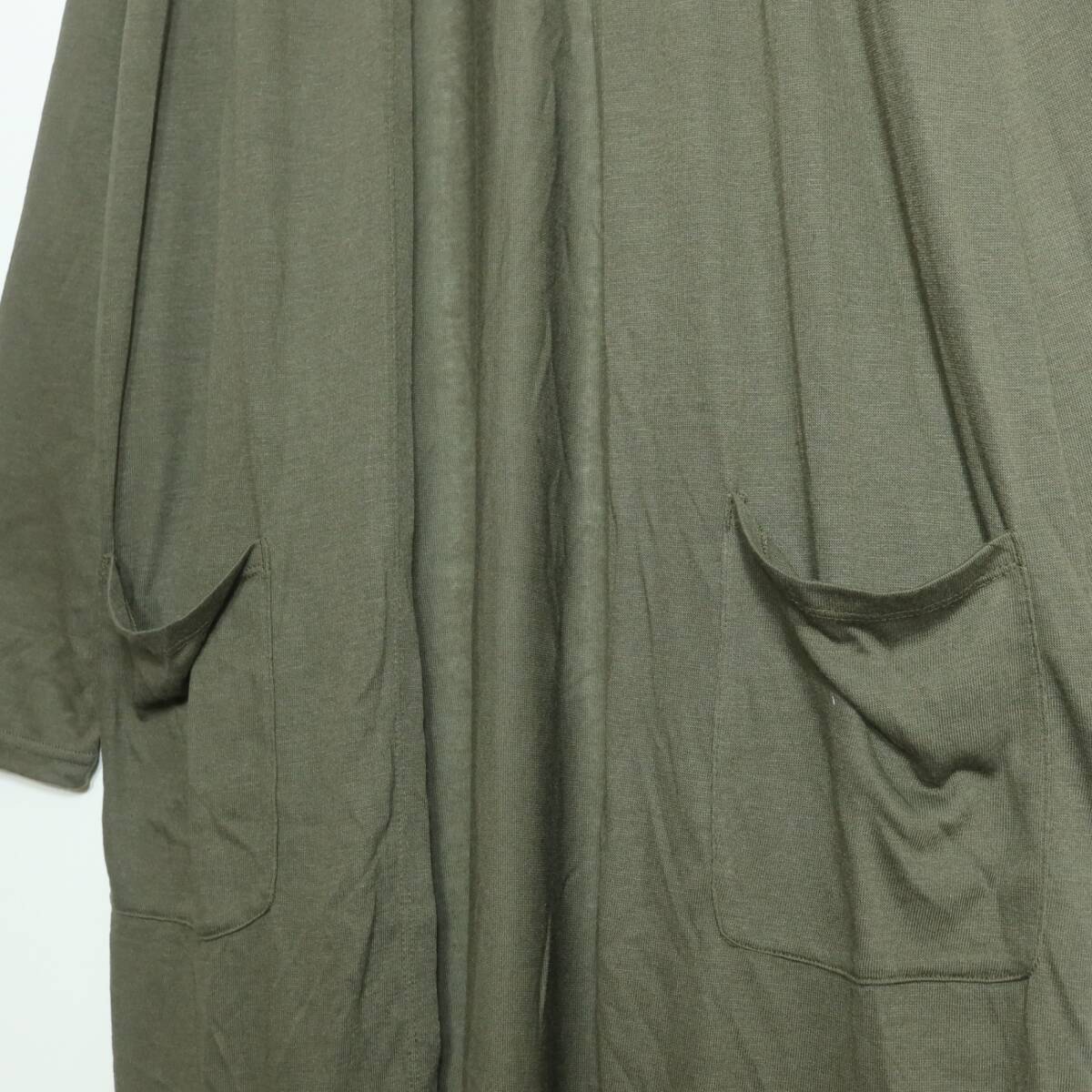 【新品：紙タグ】ルデュアル Ledual★サラリと羽織れる 着流しロングカーディガン 大きいサイズ4L カーキ系＊ｚ15297_画像3