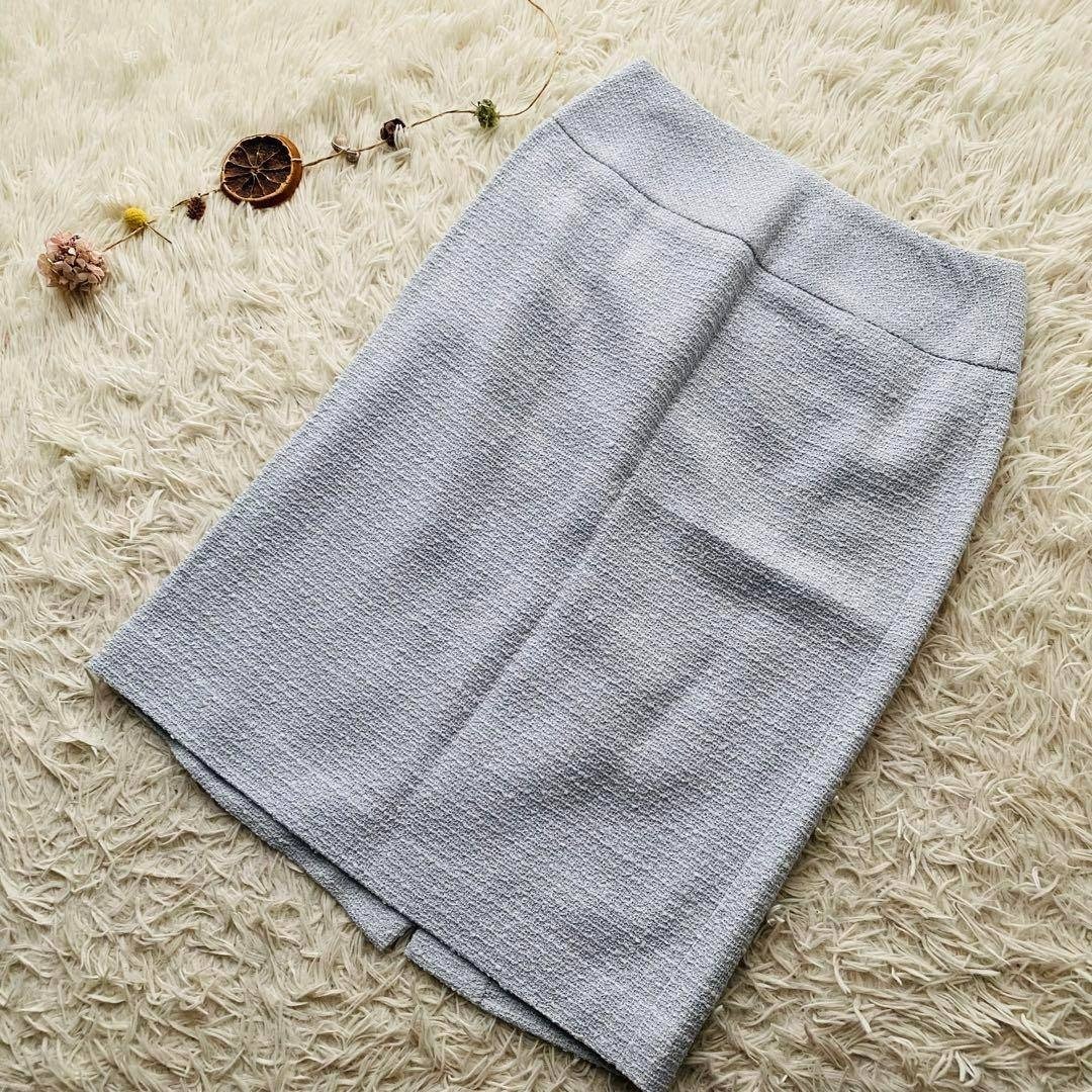 極美品 Aquascutum ツイード ジャケット スカート セットアップ スーツ 上下 アイスブルー 日本製 卒業式 ママスーツ アクアスキュータム_画像8