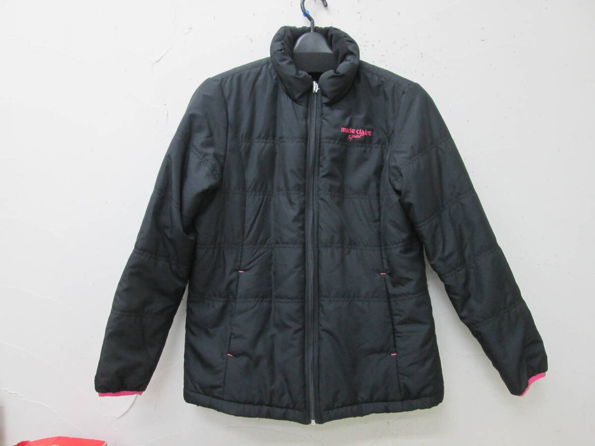(92)♪marie claire SPORT マリ・クレール レディース ナイロン 中綿 ジャケット サイズM ブラック ピンク_画像1