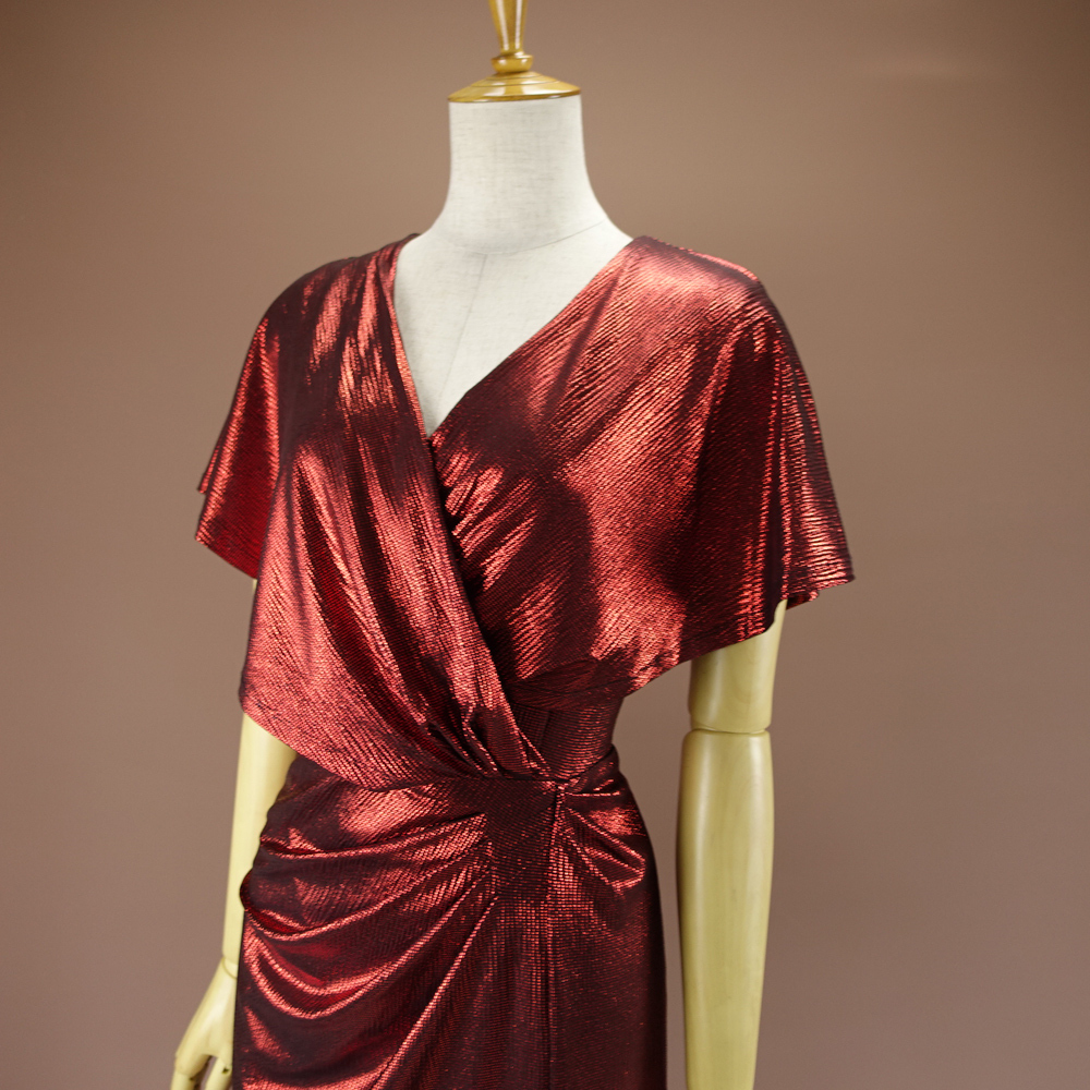 送料230円 新品KESIE ケンジー 4/9号 ボルドー 紅色 赤ワイン色 Vネックワンピース パーティ ドレス 華28R0101_画像3