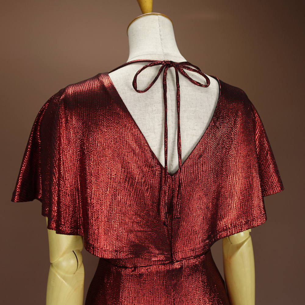 送料230円 新品KESIE ケンジー 6/11号 ボルドー 紅色 赤ワイン色 Vネックワンピース パーティ ドレス 華25R0102_画像2