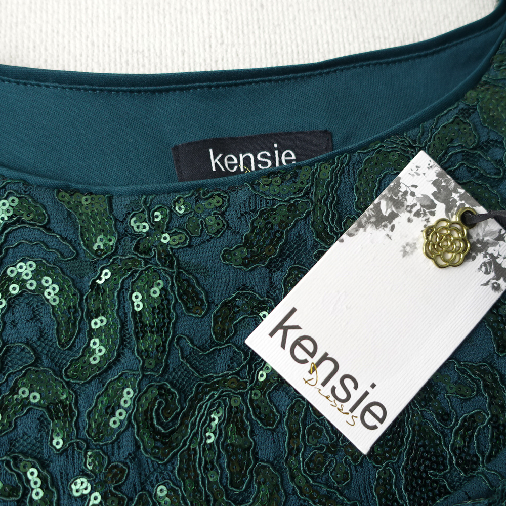 新品KESIE 4/9号 緑 スパンコール 刺繍 レース ワンピース パーティ ドレス 結婚式 音楽会 華28R0104_画像8