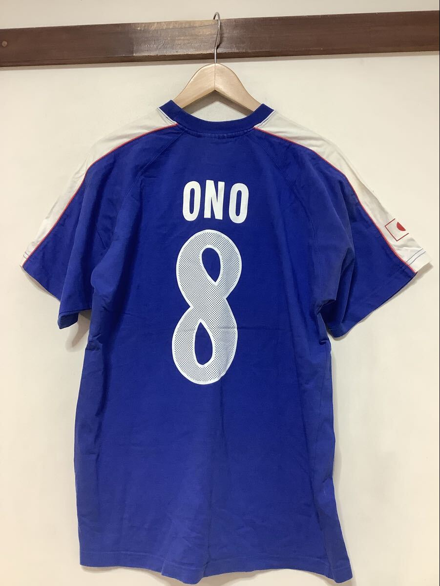 ん1670 サッカー日本代表 #8 小野伸二選手 プレイヤーズTシャツ ユニフォームTシャツ F ビンテージ ロゴプリント 応援Tシャツ 