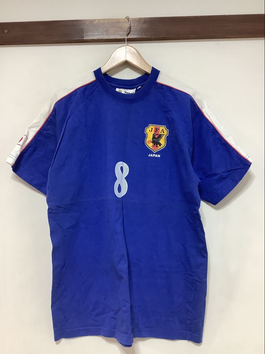 ん1670 サッカー日本代表 #8 小野伸二選手 プレイヤーズTシャツ ユニフォームTシャツ F ビンテージ ロゴプリント 応援Tシャツ 