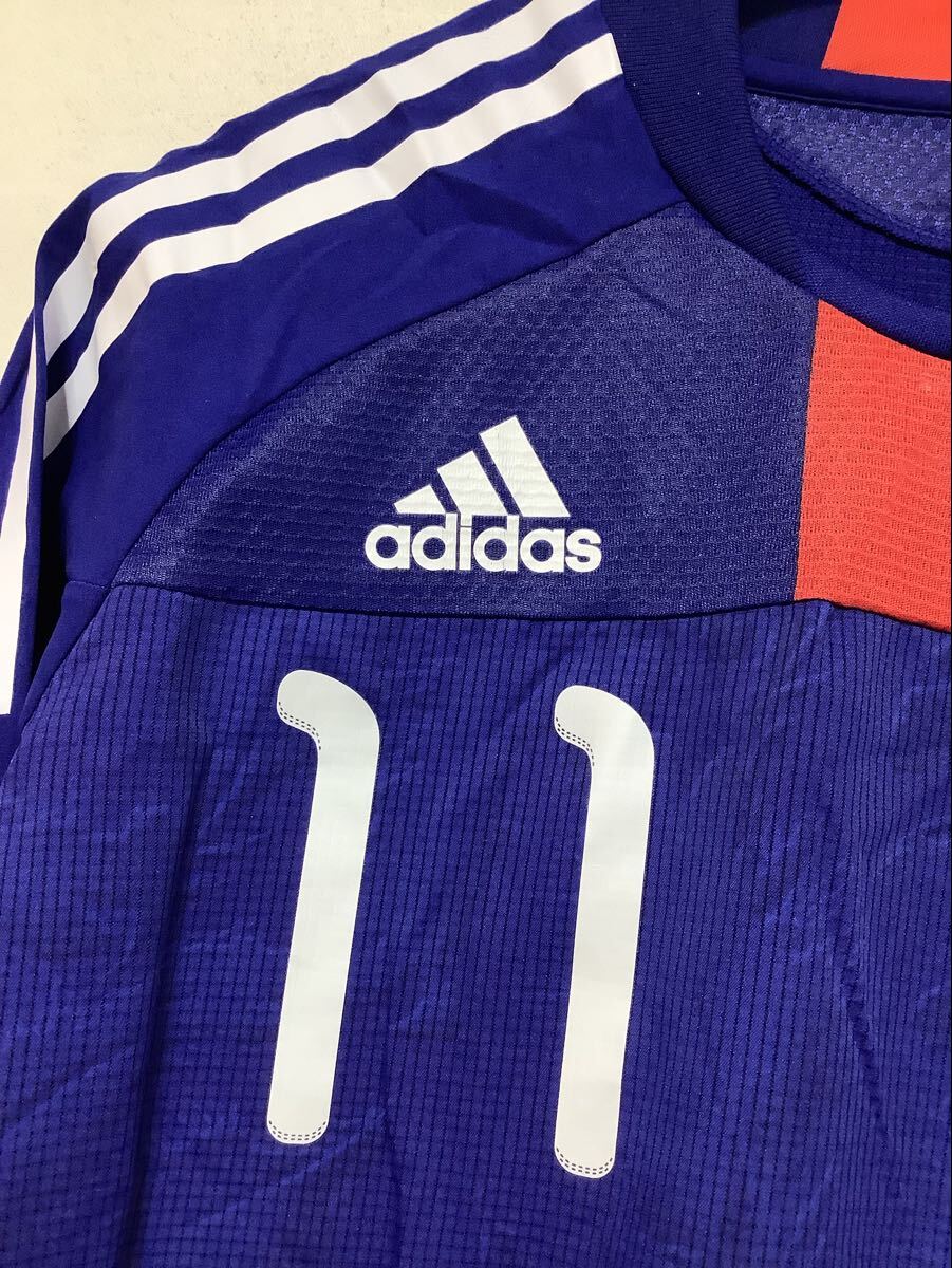 う1772 サッカー日本代表 2010-2011 長袖ユニフォーム adidas アディダス O ホーム 日本制 ロゴプリント サッカーシャツ 革命に導(dǎo)く羽