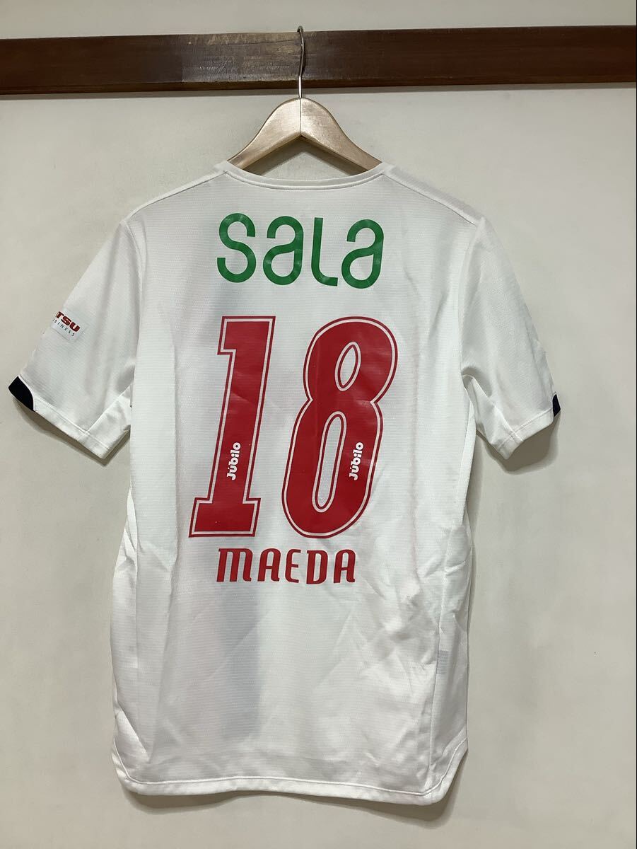 え1744 ジュビロ磐田 PUMA #18 前田 遼一選手 2014 アウェイ オーセンティックユニフォーム L ホワイト エンブレムプレート 日本制