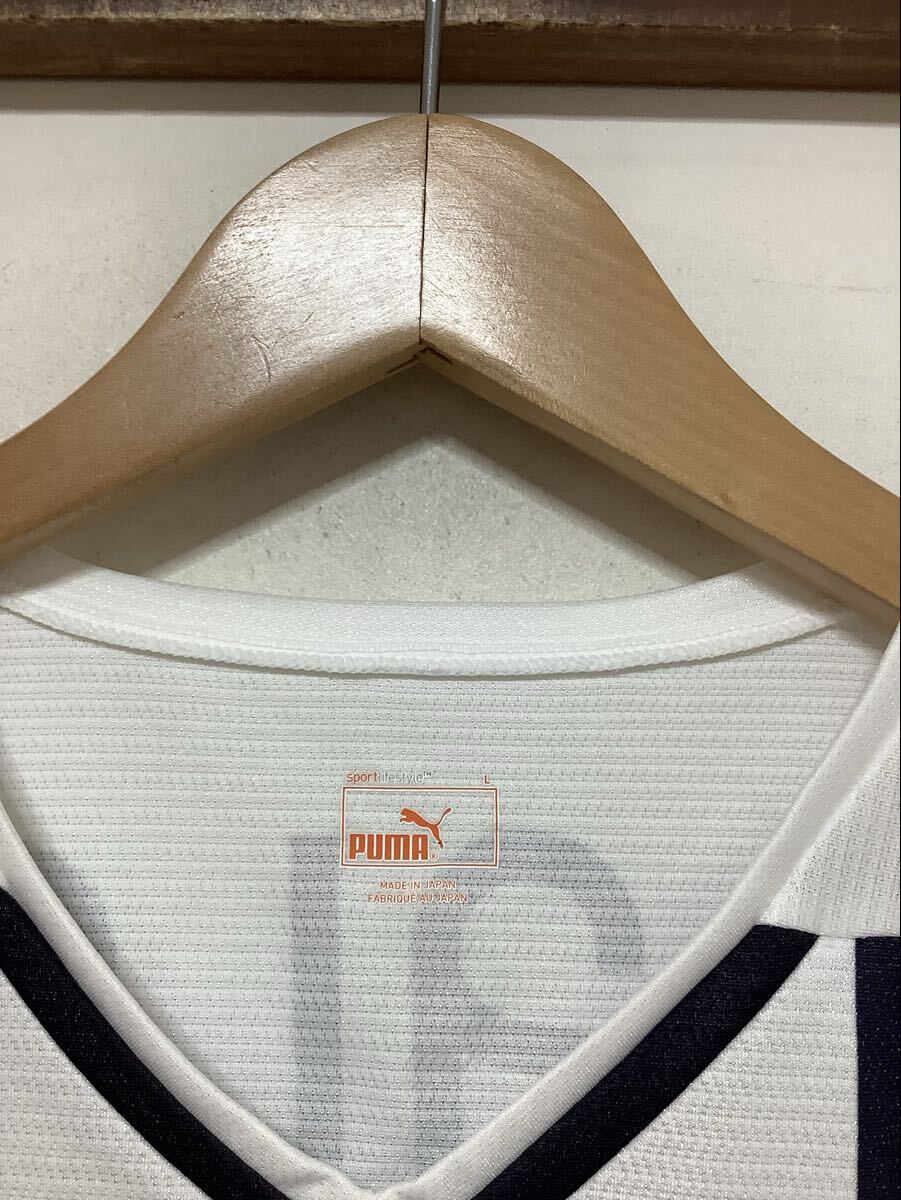 え1744 ジュビロ磐田 PUMA #18 前田 遼一選手 2014 アウェイ オーセンティックユニフォーム L ホワイト エンブレムプレート 日本制