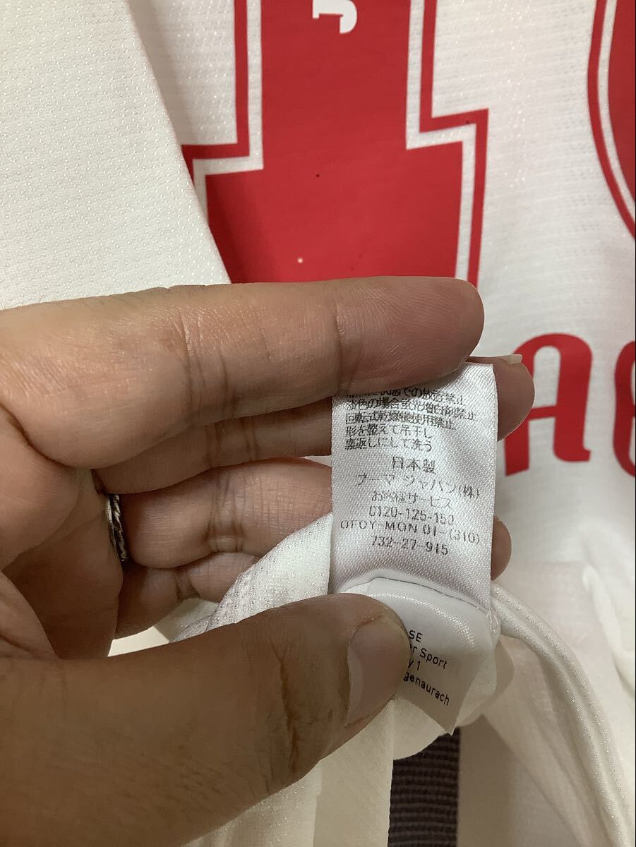 え1744 ジュビロ磐田 PUMA #18 前田 遼一選手 2014 アウェイ オーセンティックユニフォーム L ホワイト エンブレムプレート 日本制