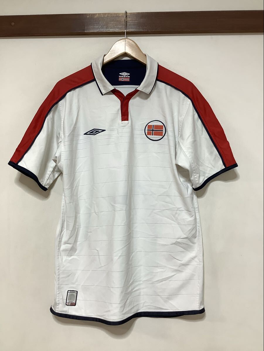 え1748 ノルウェー代表 2003-2005 リバーシブル ユニフォーム UMBRO ホワイト XL 応援ユニフォーム ロゴ刺繍 オールド