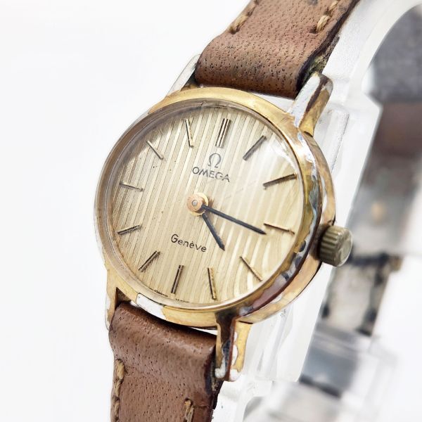 OMEGA オメガ Geneve ジュネーブ ゴールドダイヤル レディース 時計 手巻き ケース23mm 金 ゴールド 現状品 動作未確認 アンティーク25-121