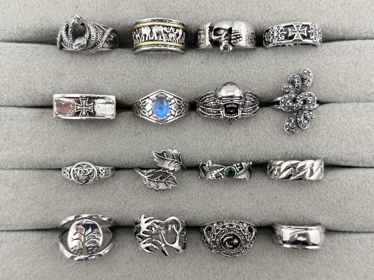 J456 リング 指輪 シルバーカラー ヴィンテージ アクセサリー 素材不明 イミテーション品 昭和レトロ まとめ売り おまとめ 大量 装飾品