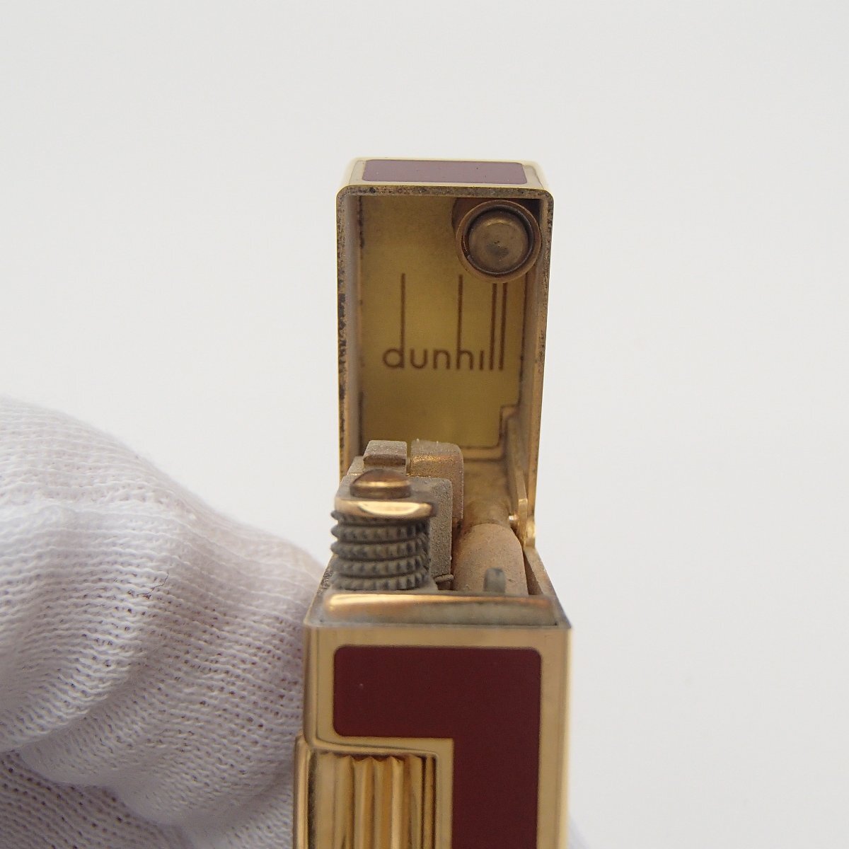 ★Dunhill dunhill ダンヒル ライター /レッド×ゴールド/ ガスライター 喫煙具 著火未確認 箱★KB