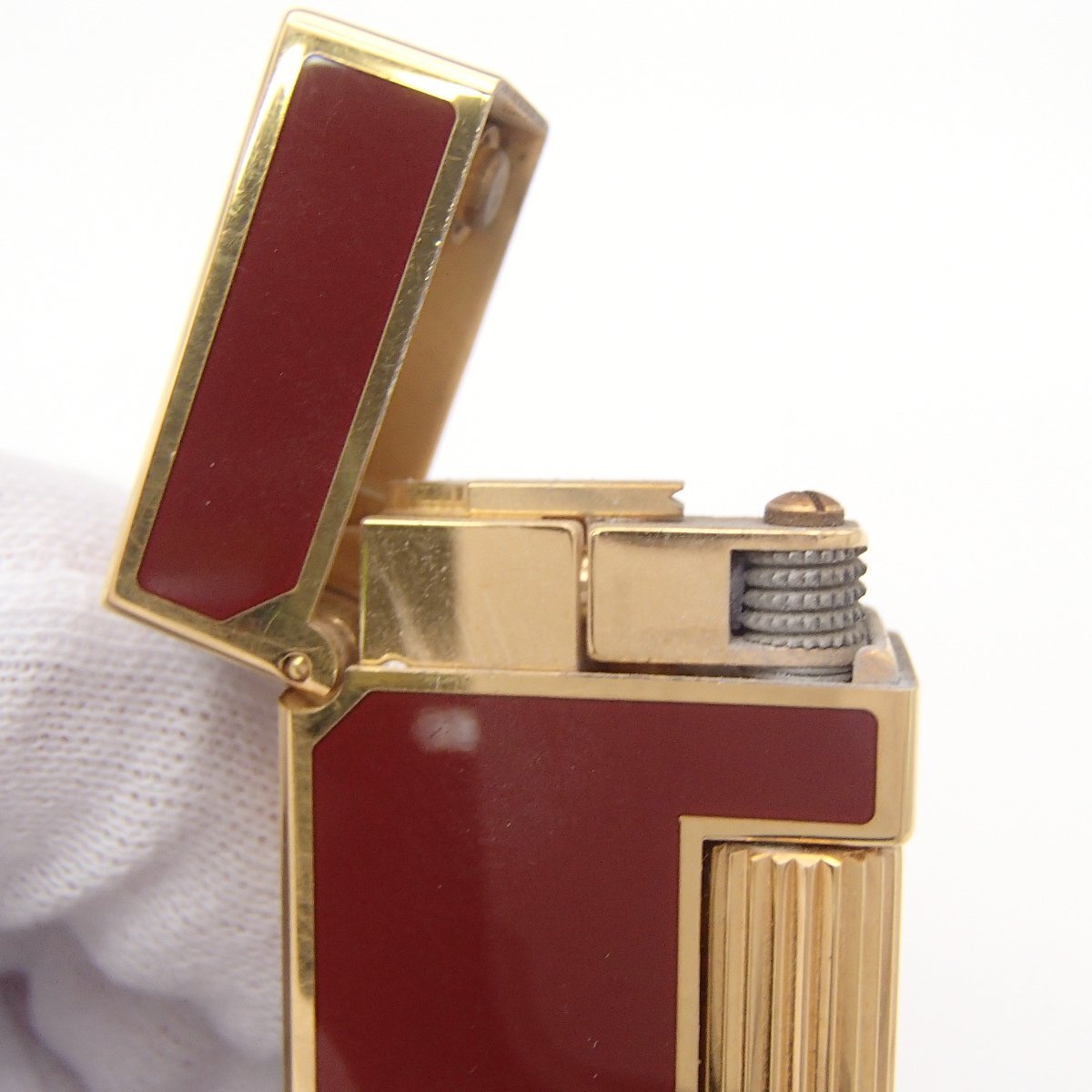 ★Dunhill dunhill ダンヒル ライター /レッド×ゴールド/ ガスライター 喫煙具 著火未確認 箱★KB