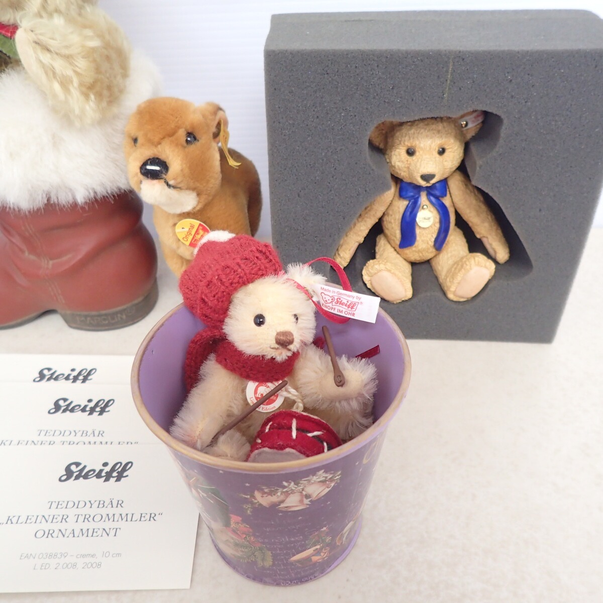 Steiff シュタイフ テディベア/プレート/ビスクドール/キーホルダー/ぬいぐるみ/羽子板 等 まとめてセット【IN