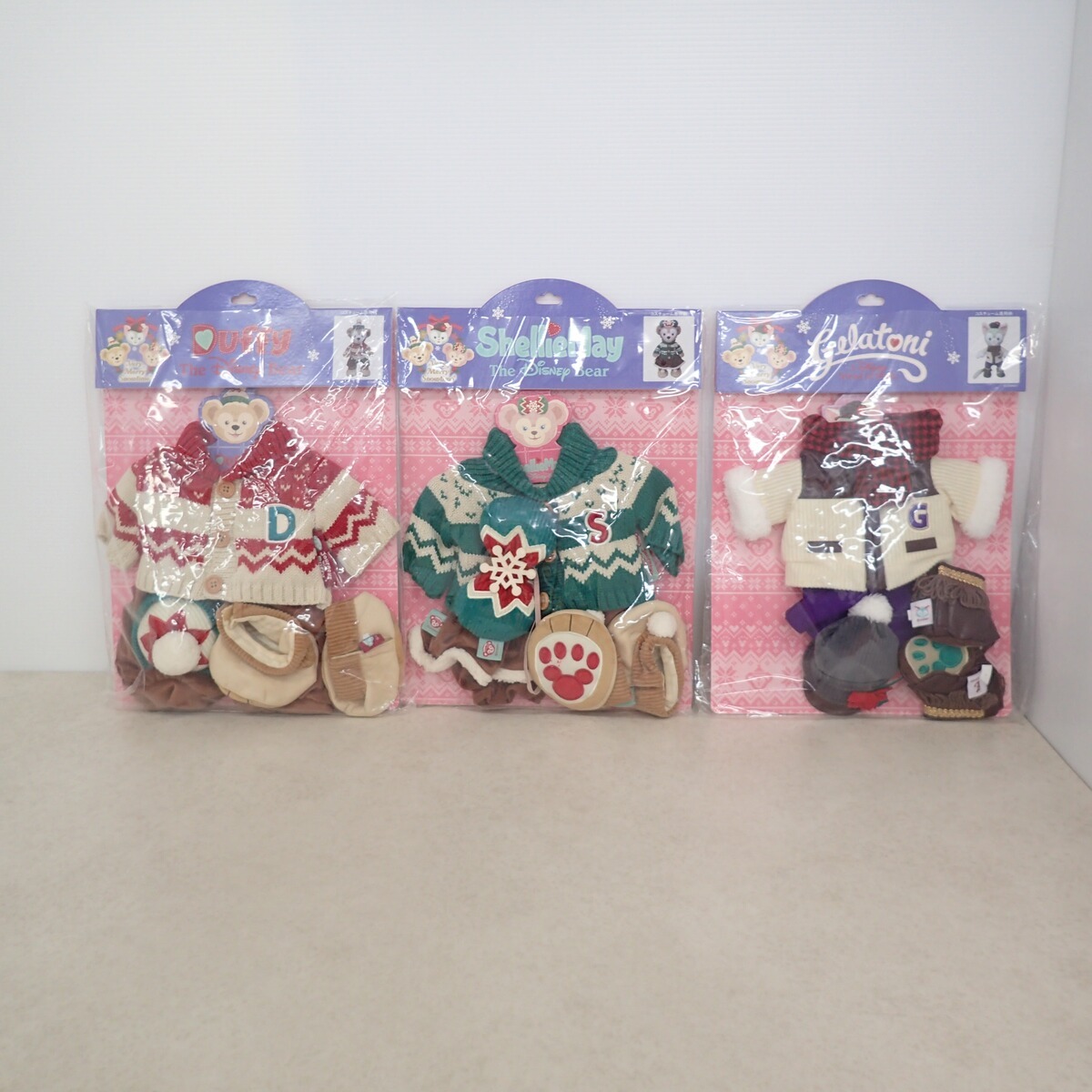 ダッフィー/シェリーメイ/ジェラトーニ ぬいぐるみコスチューム ダッフィーのクリスマス2015 まとめて3點セット ディズニー Disney【IO