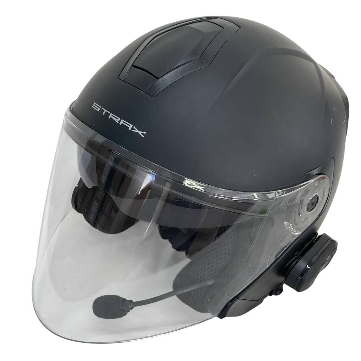 【即決】 LEAD リード工業(yè) SJ-10 STRAX ジェットヘルメット ※インカム(SENA SF１ 動作確認済み)付き FREE(57-60cm未満) 黒系 22433-100