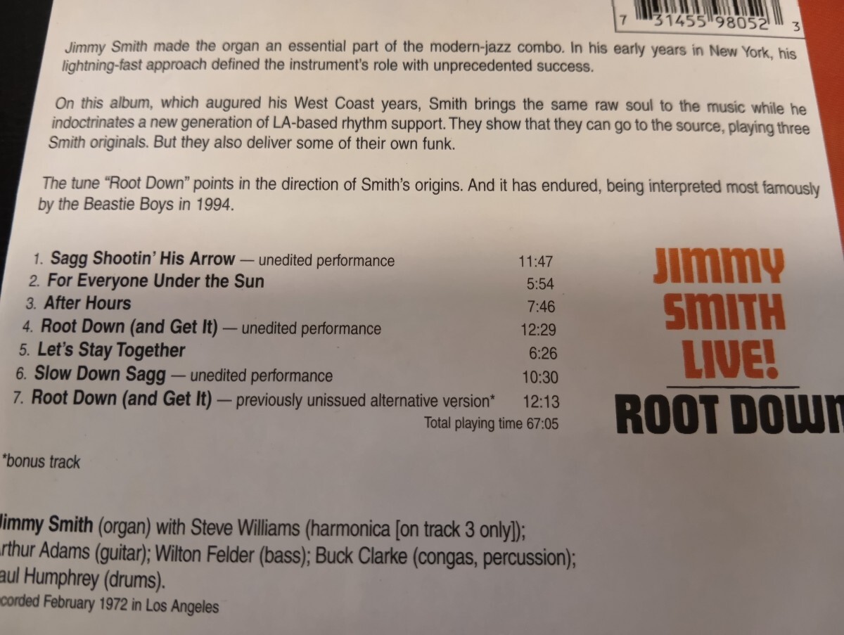 中古CD■JIMMY SMITH LIVE! ROOT DOWN 輸入盤 ジミー・スミス 美品_画像3