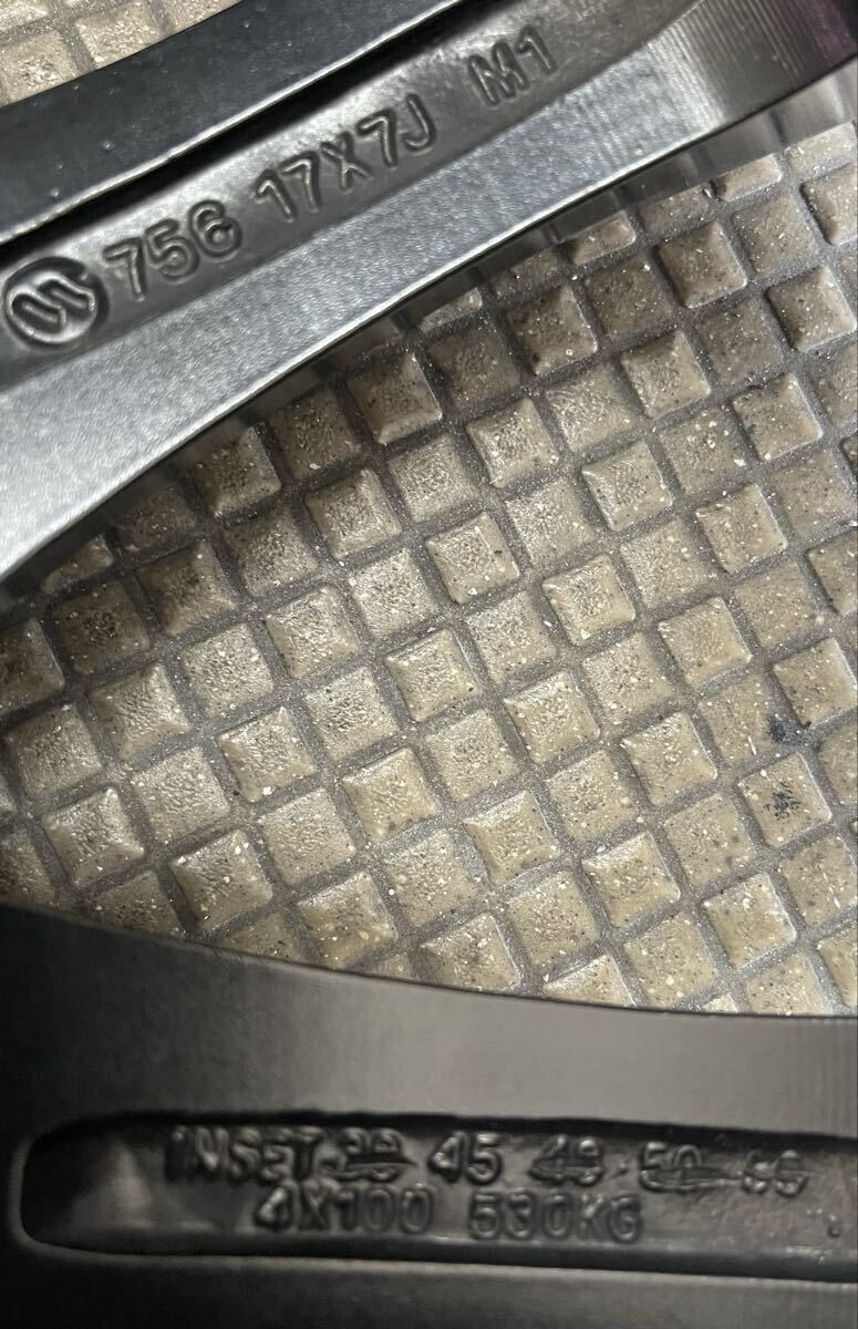 ホットスタッフ Laffite LE0317×7J(45) 100-4H ハブ径67mmΦ ブラックポリッシュ アクア、フィット 中古美品4本セット_画像7