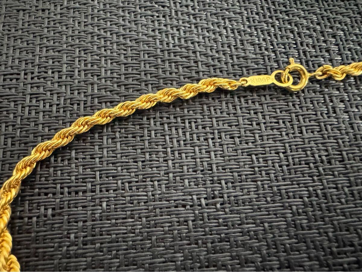 ツイスト　チェーン　ネックレス　K18GP ゴールド 刻印入　 ヴィンテージ　 アクセサリー　43cm D-824