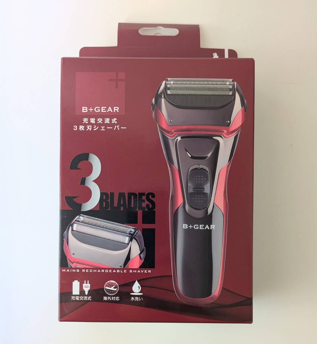 【1円オークション】Hero Green MHG-57R B+GEAR 充電式 AC 3枚刃シェーバー 電気シェーバー ヒゲ 髭 ヒゲトリマー AAU1223