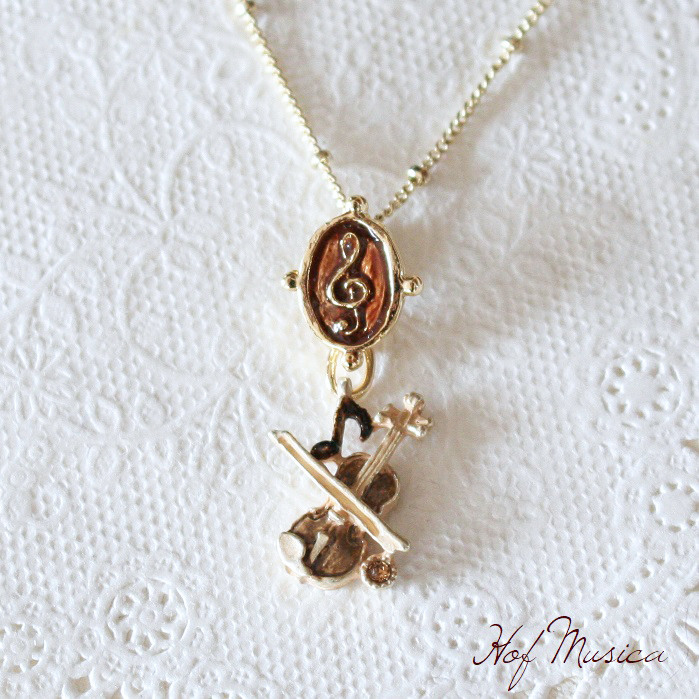 ホーフムジカ パルナートポック 送料無料 バイオリン・ブラン Violin Brun ネックレス アクセサリー ペンダント 楽器 バイオリン_画像1