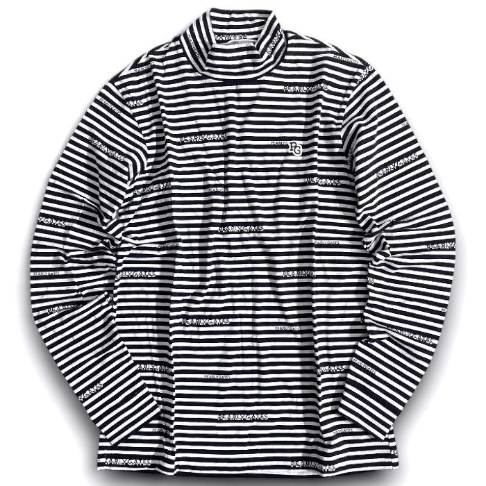 PEARLY GATES パーリーゲイツ 定価1.8万 日本製 起毛ベア天 ボーダー モックネック 長袖シャツ ゴルフウェア 2266105 122 6▲021▼50910w11_画像2
