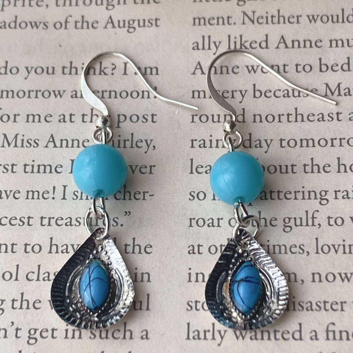 ピアス　シルバートーン　ターコイズ　ゆらゆら　美品☆vintage jewelry accessories　F0142_画像1