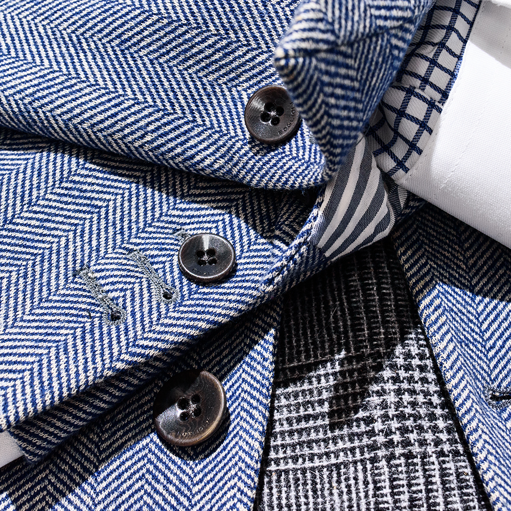 圧倒的クラス感◎!!!定価12万 ボリオリ アンコン仕立ての傑作DOVERモデル◎ ヘリンボーン 美ブルー色 本切羽仕様◎ ジャケット 44/S程_画像4